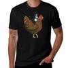 Tuxedo Cat On A Wyandotte Chicken Tshirt Work Wear Breathable Tee