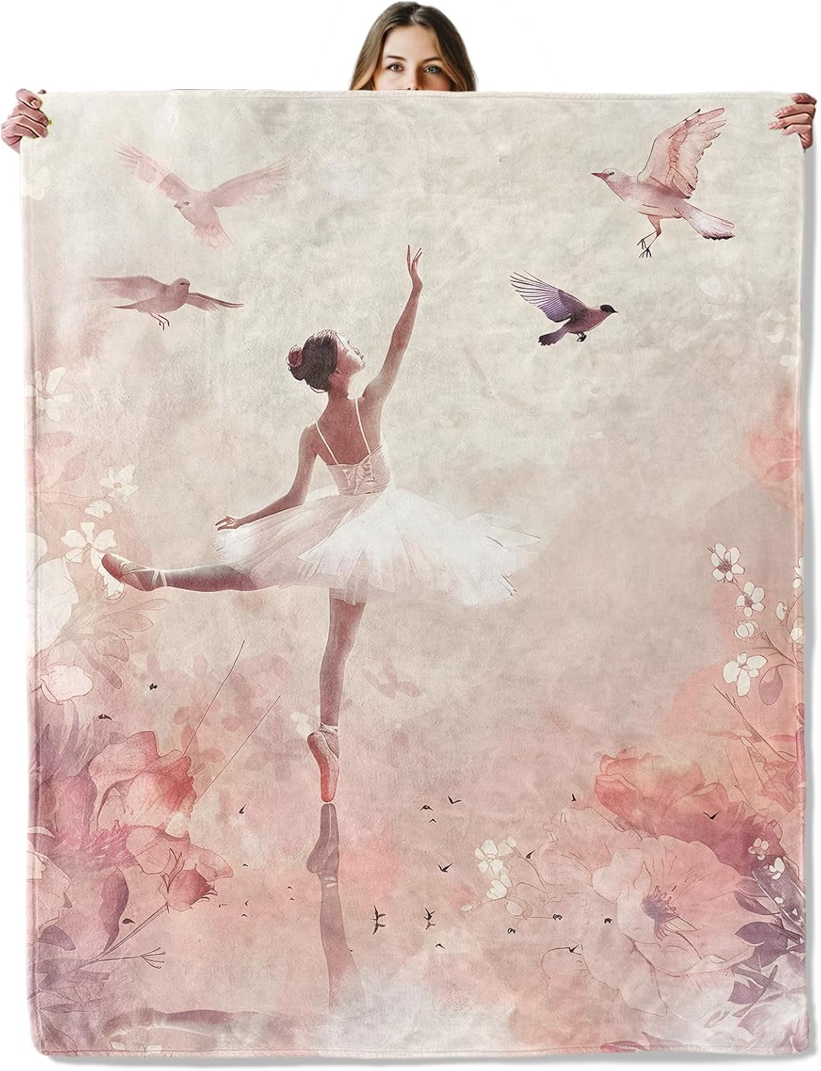 Textilien Unisex Coral Ballet Dancer Throw Blanket For Girls Boys Kids Adults, 50X60 In, Cozy Flannel Blanket For Bedroom, Camping, Couch, Room Decor,