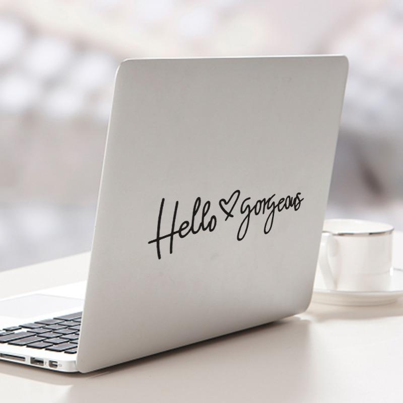 Hello Gorgeous Car Sticker 8.3x3cm Rearview Mirror DIY Decorative Decal Automatic Motorcycle Laptop Styling Modification Sticker