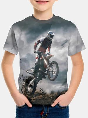 T-shirt pour enfants, décontracté, à manches courtes, amusant, avec motif imprimé 3D, col ras du cou, vêtements d'extérieur, vêtements d'été fantaisie pour garçons
