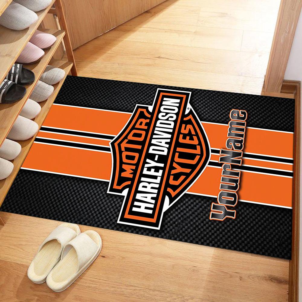 Harley-davidson Motorcycles Customized Name Floor Mat Perfect for Game Room Study room Balcony Foyer Antislip Carpet Anime Office Decor