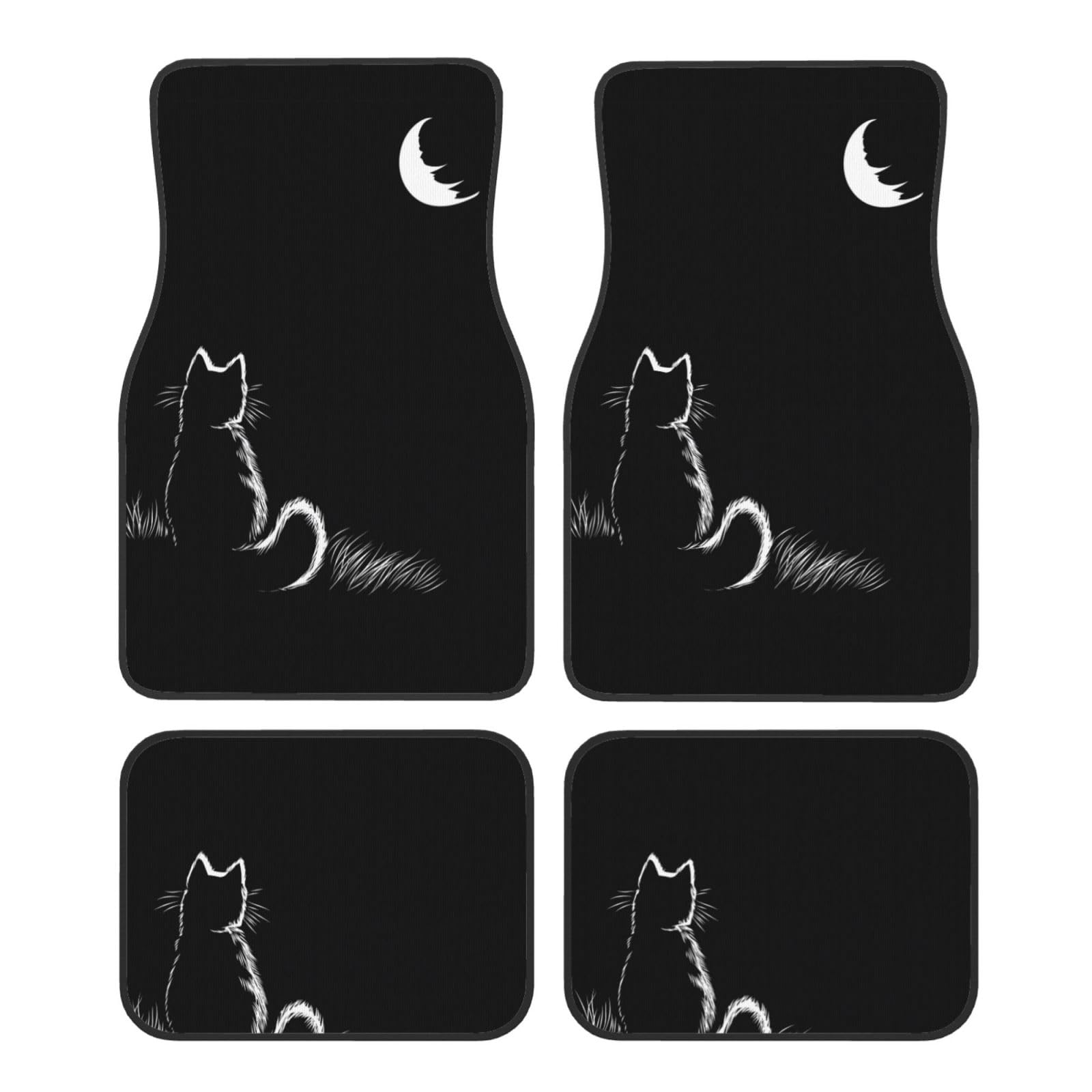 

Asamike Light Car Floor Set of Black Cat Car Floor Mats for Full Set Front and 2 Easy Suitable for All Seasons Mats, 4, Pattern, Light/Standard Cars,
