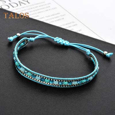 Women Bracelet Adjustable Braided Rope Faux Crystal Vintage Ethnic Style Hollow Out Wrist Jewelry Holidays Gift Parties Work Bracelet