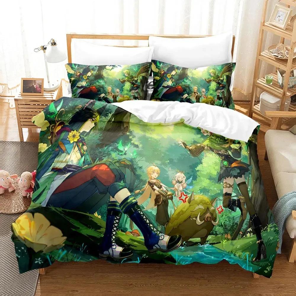 Kawaii Genshin Impact Tighnari Duvet Cover for Boys Bedroom Single Twin Full Queen King Size  Quilt Cover Pillowcase