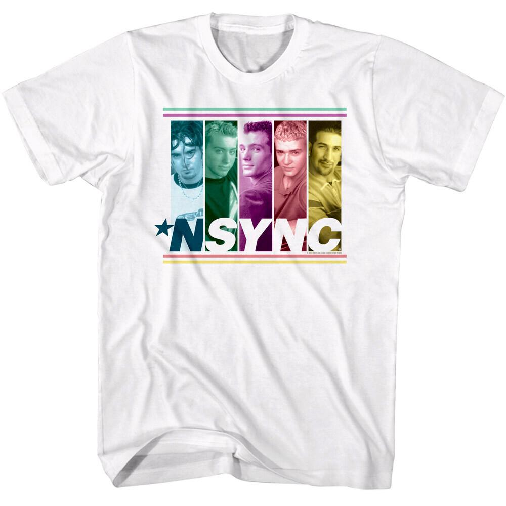 NSYNC Pastel Band Faces Men T Shirt Color Block Vintage Music Album Concert L