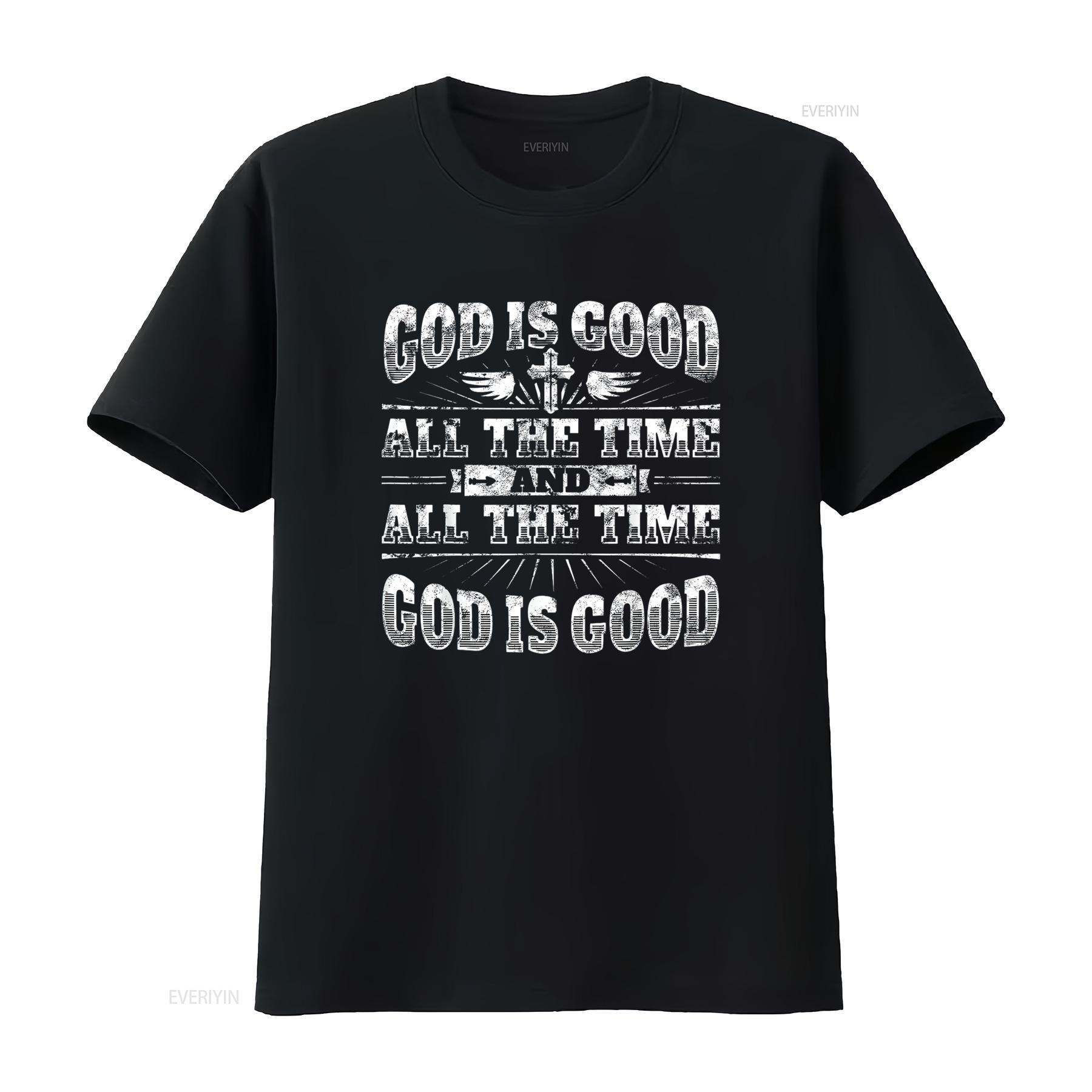 

Cool Christian Saying T Shirt God Is Good All The Time vintage Washed streetwear Soft Top For Everyday Wear designer clothes 4XL
