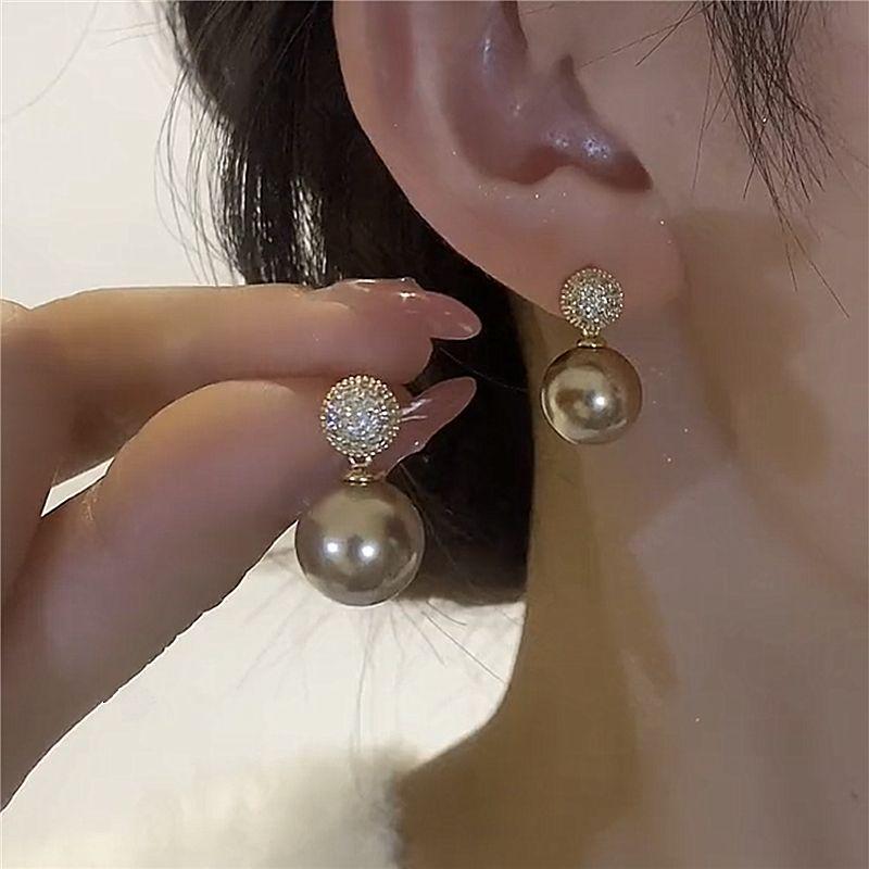 

Niche Style Champagne Gold Zircon Best Selling Anti-Allergy Women s Pearl Champagne with 925 silver needles