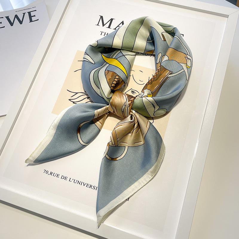 Women's 70x70 Oil Painting Square Scarf - Floral Design, Elegant Neck Accessory for All Seasons