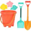 6 Piece Sand Toy Beach Toy Set with Sand Wheel, Truck, Sand Molds, Bucket, Shovel, Water Toy Set, Outdoor Toy for Boys Girls 3 4 5 6 7 Years