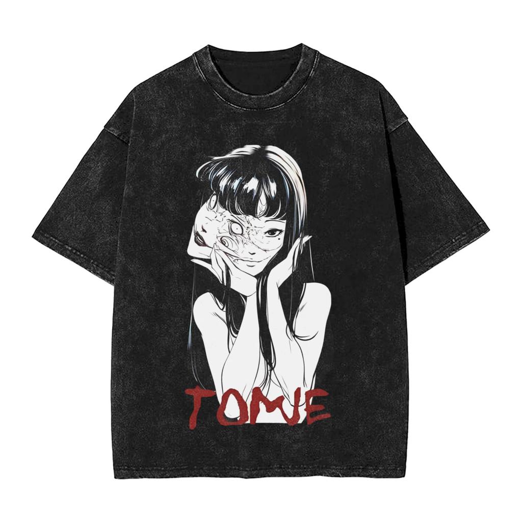 Tomie Manga Graphic Tshirt Vintage Washed Oversized T Shirt Summer Breathable Cotton Soft Short Sleeved Tees Men Women Clothing