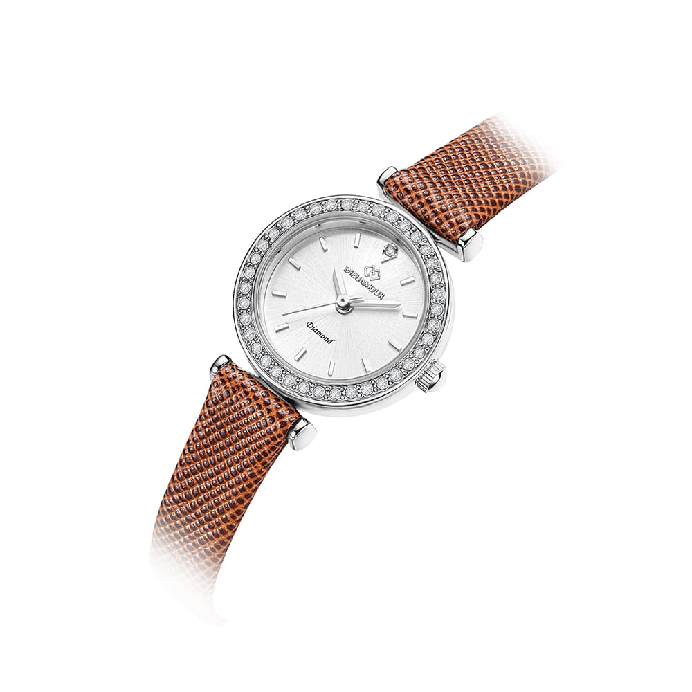 Diyuamoleu Women'S Leather Band Watch Daw3201L-L.Br Diamond Watch