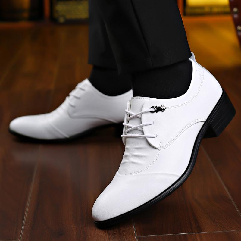 Fashion 7CM Height Increasing Men Dress Elevator Shoes White Black Mens Business Formal Shoes Fashion Youth Men's Suit Wedding Oxfords