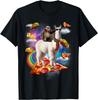 Sloth Riding Llama On Pizza Galaxy Taco Funny Graphic T-Shirt Casual Unisex Trip Tee