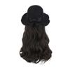 Bucket Hat Bow Top Hat Wig Korean Style Long Curly Wave Hair Fisherman Hat Wig  Autumn Winter