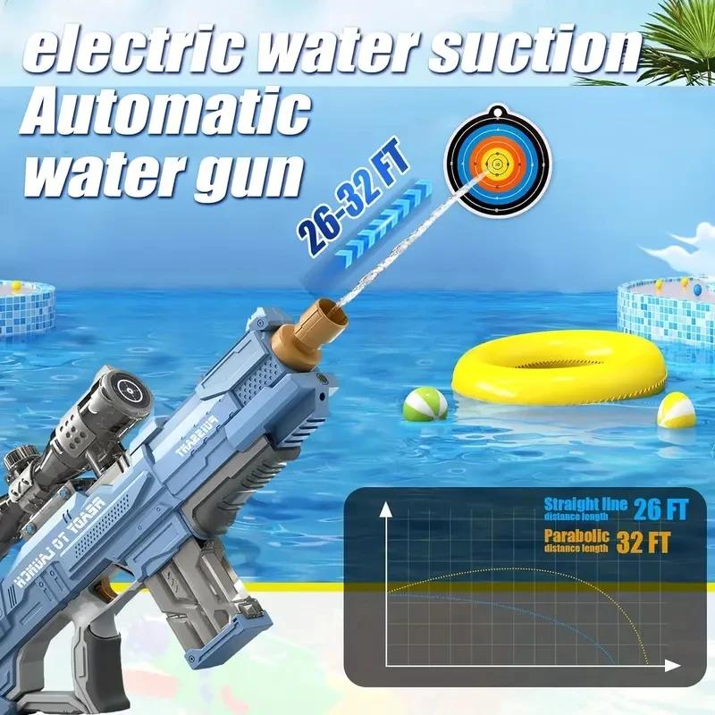 Kids High Pressure Electric Water Gun Toys Summer Outdoor Beach Pool Fight Games Children Automatic Absorb Water Watergun Gifts