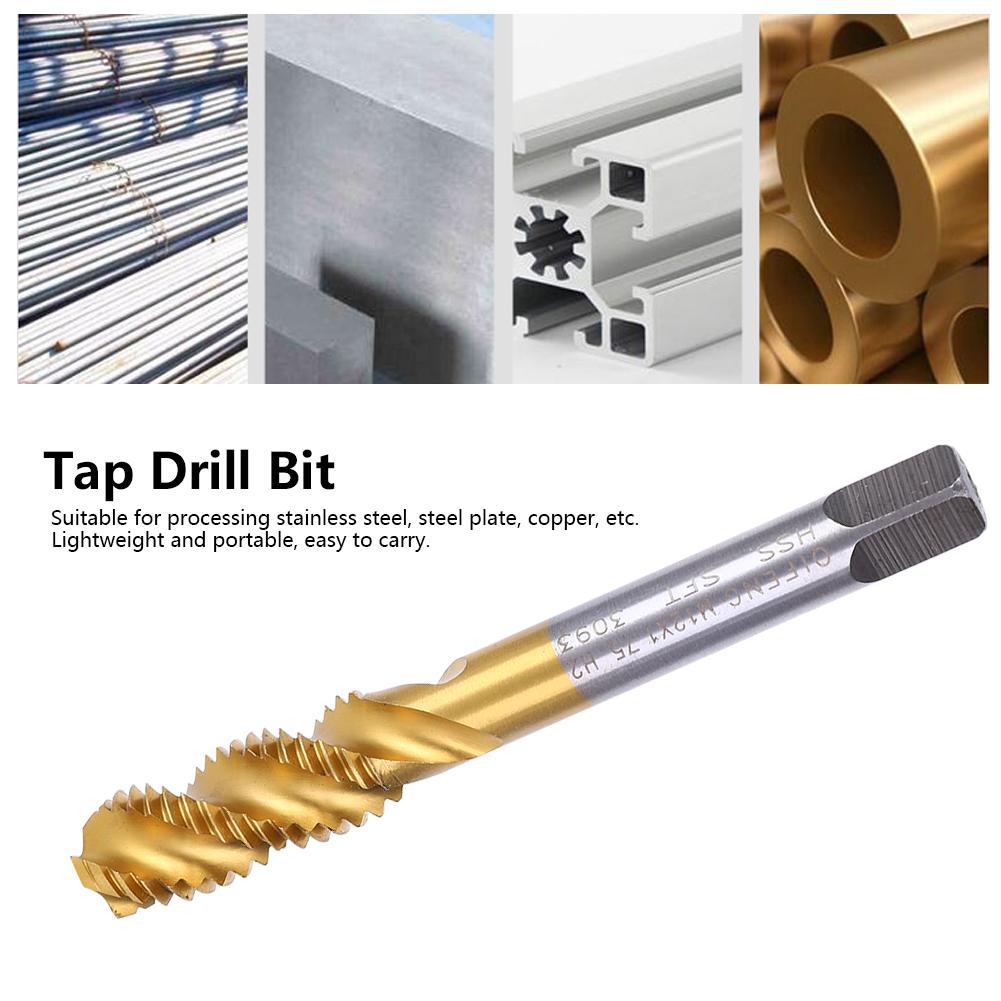 M12x1.75mm Spiral Fluted Tap High Speed Steel Practical Screw Tap Drill Tool