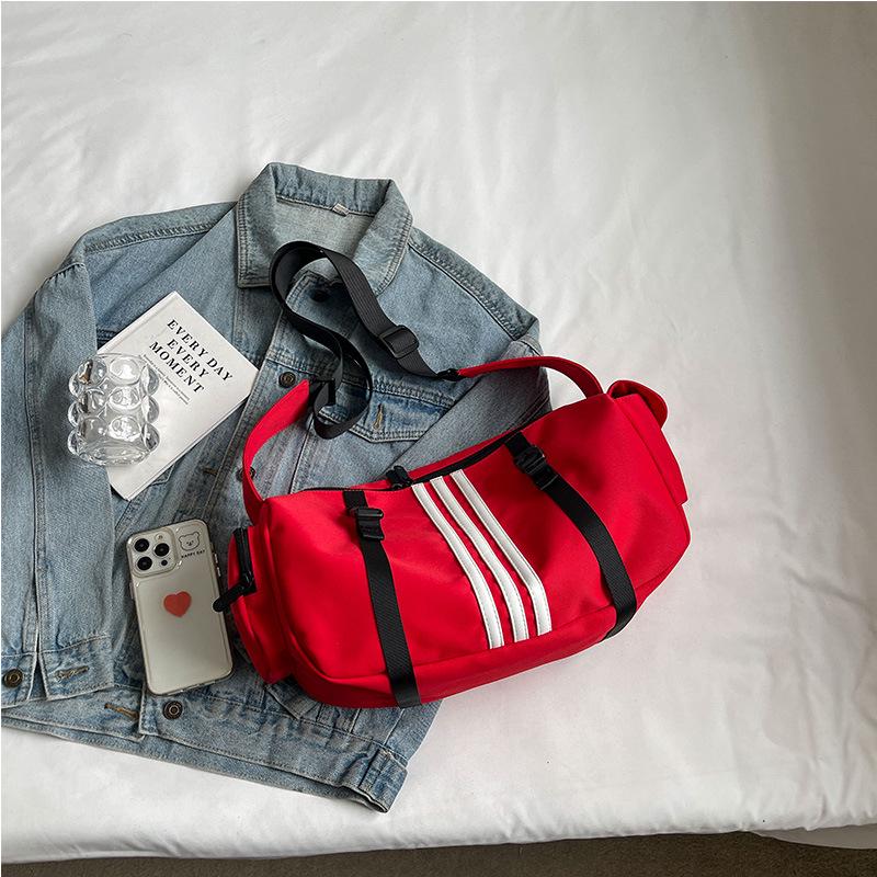 

Нейлоновая парусиновая полосатая сумка через плечо большой вместимости для спорта, фитнеса, йоги и коротких поездок