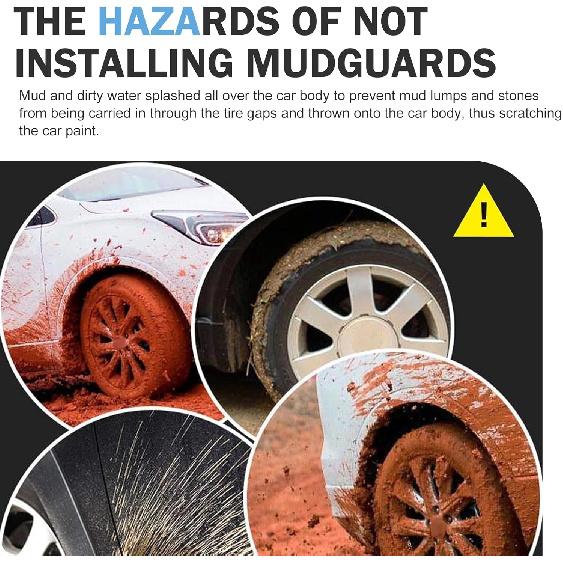 2 PCS Mud Flaps, Tire Rear Trim, 8.27 X 12.6In Splash Guards Accessories, Universal Guards Auto Car (Black)