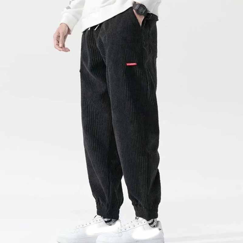 Baggy Corduroy Sweatpants Men Solid Color Casual Autumn Spring Tech Fleece Sport Loose Joggers Harem Pants Male Long Trousers