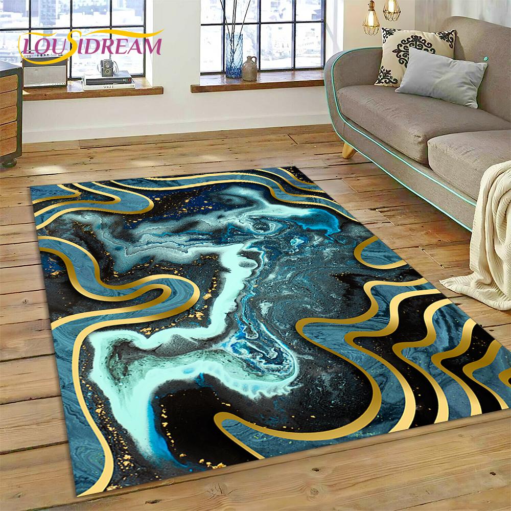Dream Colour Splendid Marble Gold Nordic Rug for Home Living Room Bedroom Sofa Doormat Kitchen Decor Mat