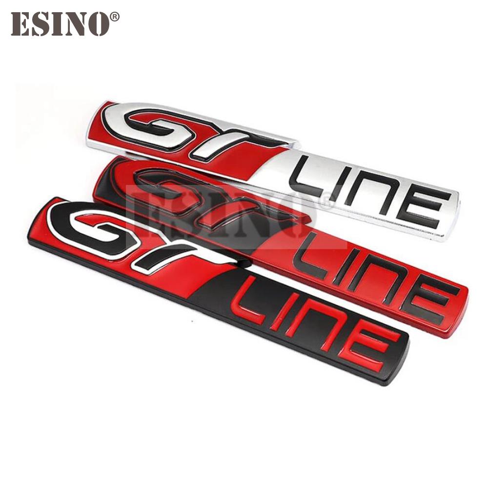 Car Styling GT Line 3D Metal Chrome Zinc Alloy Emblem Car Badge Body Fender Adhesive Emblem for Peugeot GT RCZ 308 508 3008 5008