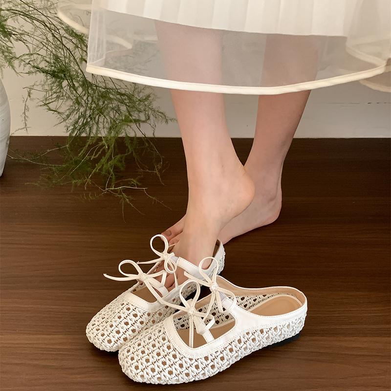 Sommer Überzehen-Web Damen Hausschuhe Elegant Bequem Slipper Slingback Mules Pantoletten Schuhe