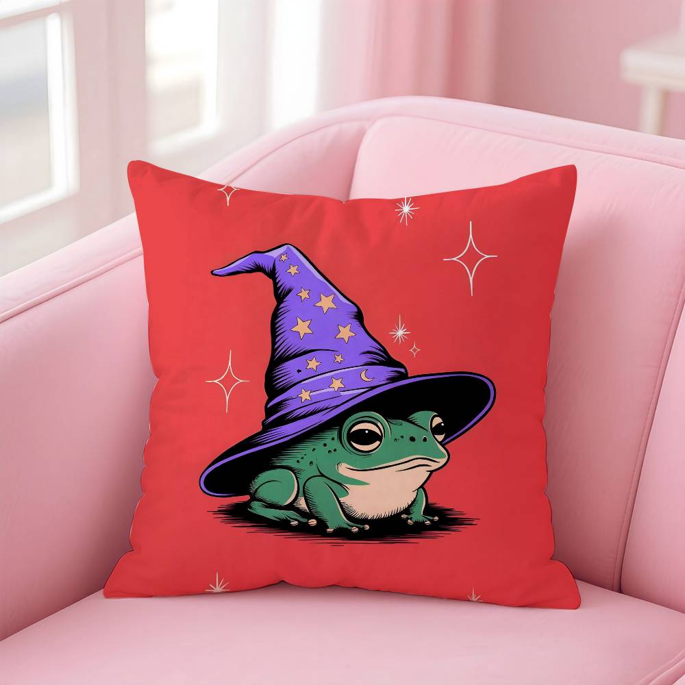 Anime W-Wizard F-frog Pillow Case Anti-dustmite Pillow Invisible Zipper Silky Short Plush Sofa Cushion Cover