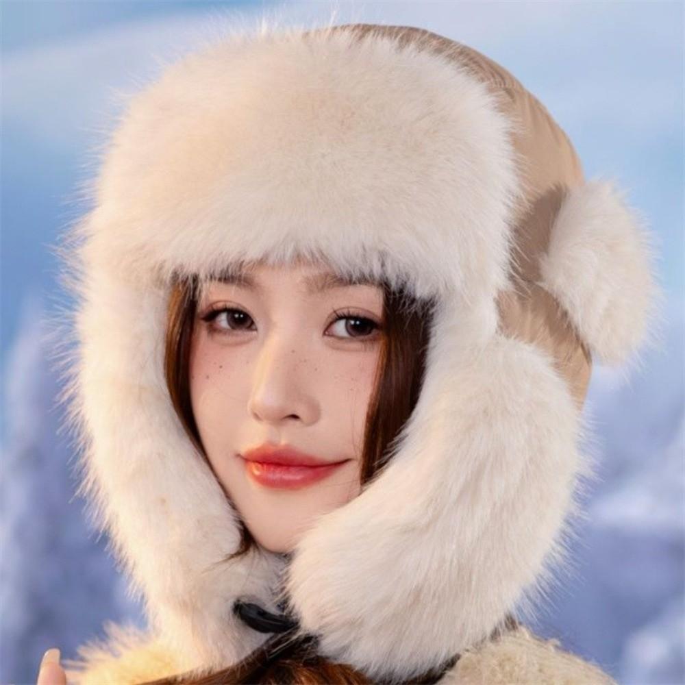 Windproof Winter Bomber Hat Fluffy Winter Cap NEW Lei Feng Cap  for Women