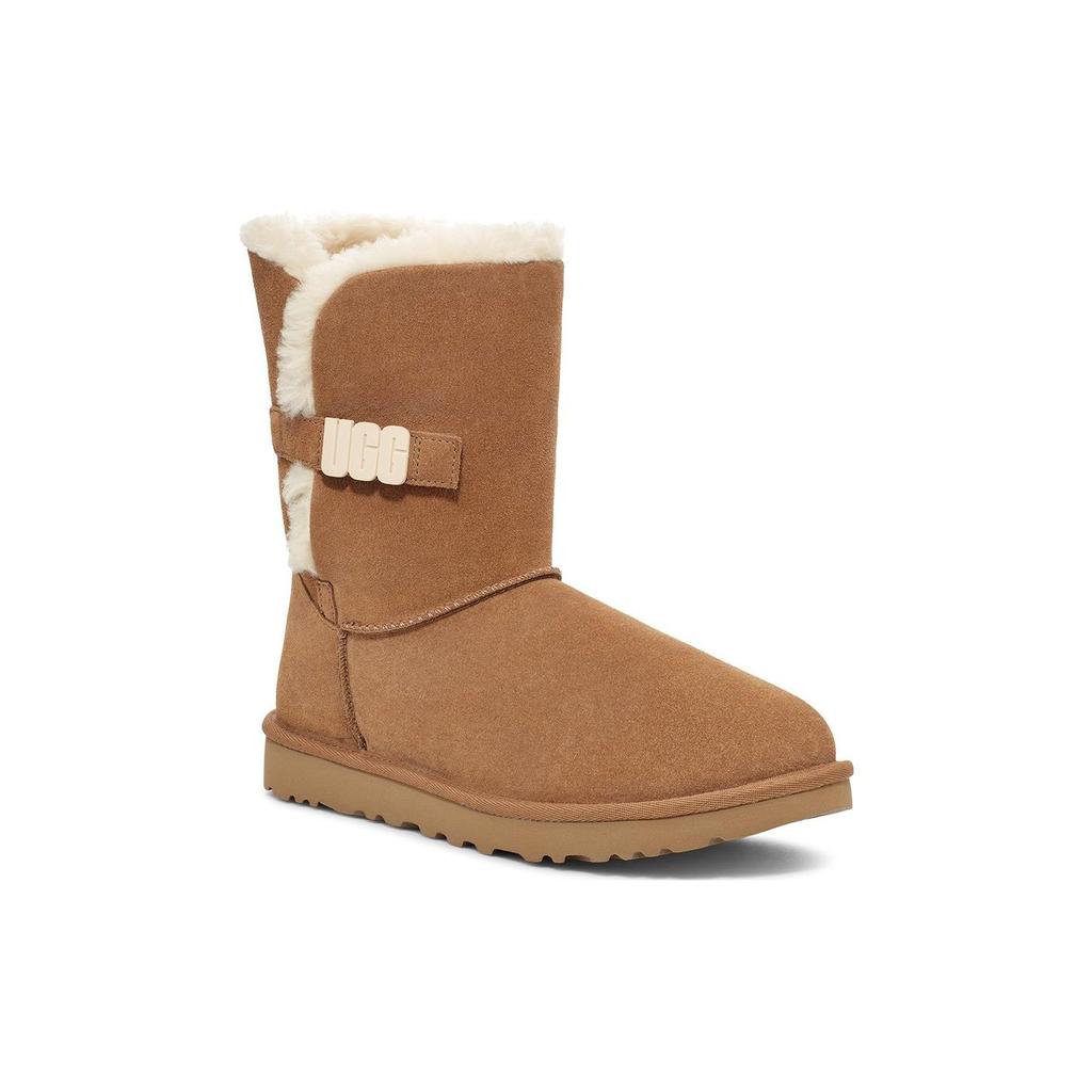 UGG Two-Layer Cowhide Casual Comfortable Mid-Calf Snow Boots Women boots Chestnut 1153612-CHE