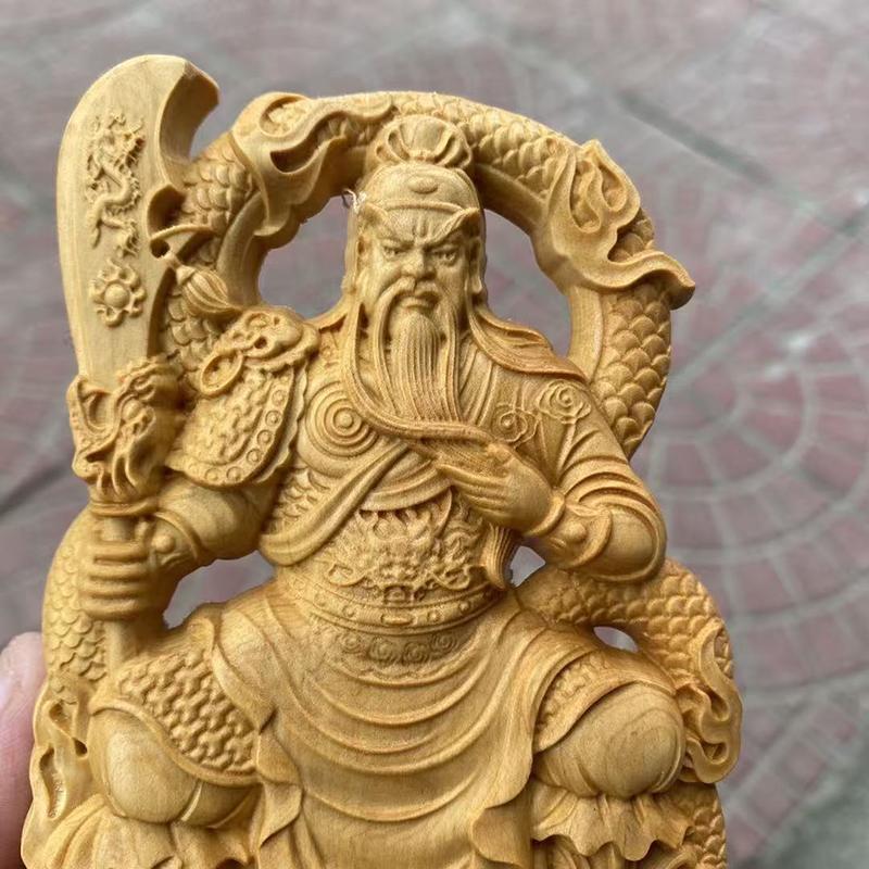 Holzschnitzerei Lord Guan Figur DekorationDer Gott des Reichtums in China Zuhause Zimmer Büro Reichtum Glück Feng Shui Charakterfiguren