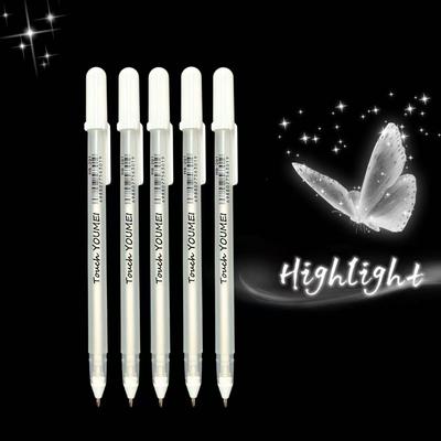 10pcs White Highlighter Marker Pen with Strong Coverage, Gel Pens for Sketching, Artists, Black Papers, Drawing Design Illustr