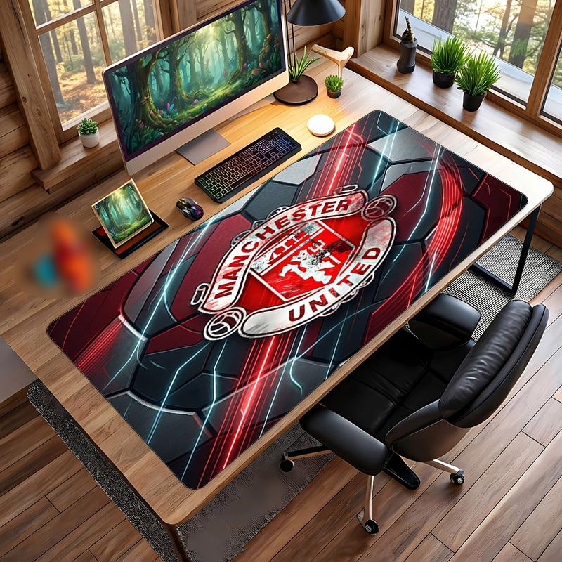 Tappetino Mouse Grande Stampato Manchester United, Tappetino da Scrivania Morbido in Gomma Antiscivolo per Gaming, Decorazione per Ufficio, Laptop, Computer