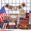 Memorials Day Wooden Sign 4th of Julys Patriotics Tiered Tray Decors Set Gift