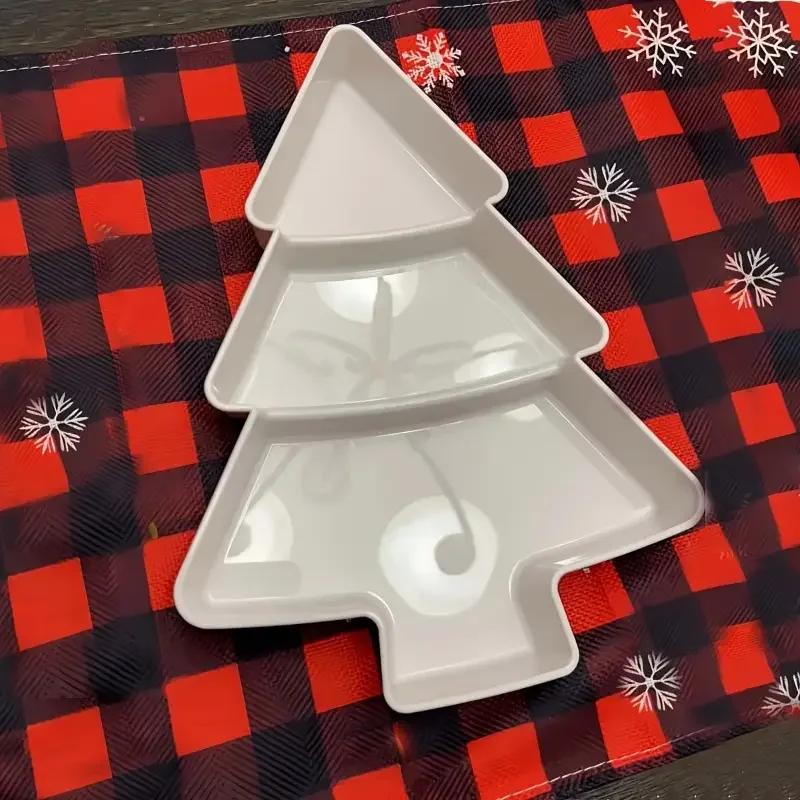 Christmas Creative Christmas Tree Shape Candy Snacks Nuts Dry Fruits Plastic Plate Snack Dishes Bowl Breakfast Tray