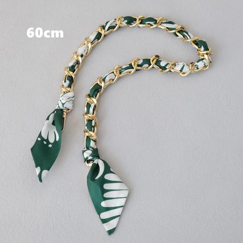 New Fashion Brand Woman Handbag Accessory Chains Detachable Floral Print Gold Silver Metal Silk Shoulder Strap Women DIY Chain Bag Handles