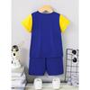 Boys' Summer Casual Outfit Set - Color Block Letter Print T-Shirt & Shorts Breathable Polyester Machine Washable Perfect Outdoor