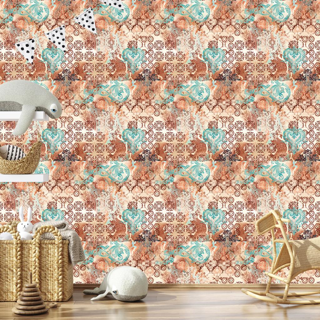 Ethnic Geometric Motifs Wallpaper for Living Room and Bedroom 50x1000