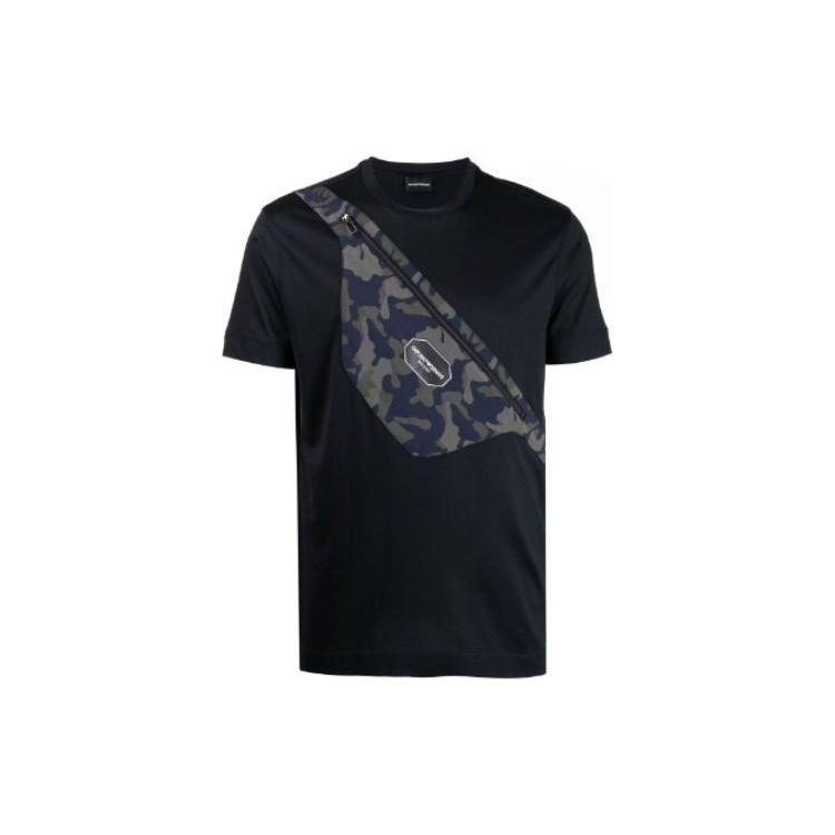 Emporio Armani Bedrukt Rond Hals Kortmouw T-shirt Heren tops Marineblauw 6K1TB1-1JUVZ-0920 M