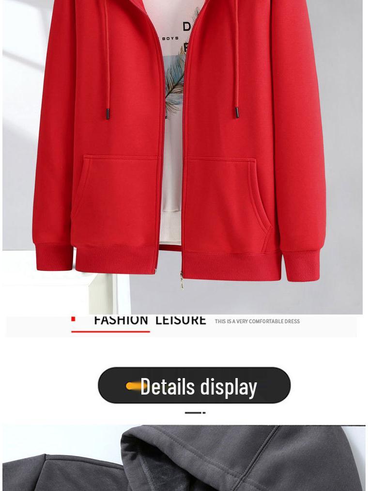 Men's Plus Size Fleece-Lined Zipper Hoodie - Thick, Loose Fit for Autumn and Winter