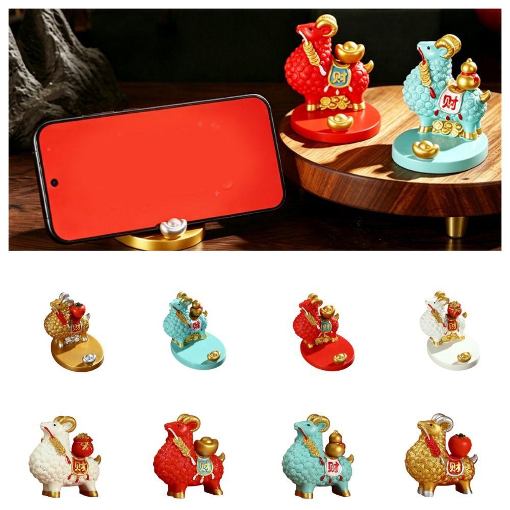 Miniature Feng Shui Goat Statue Creative Zodiac Sheep Figurine Sheep Phone Holder New Year Mascot