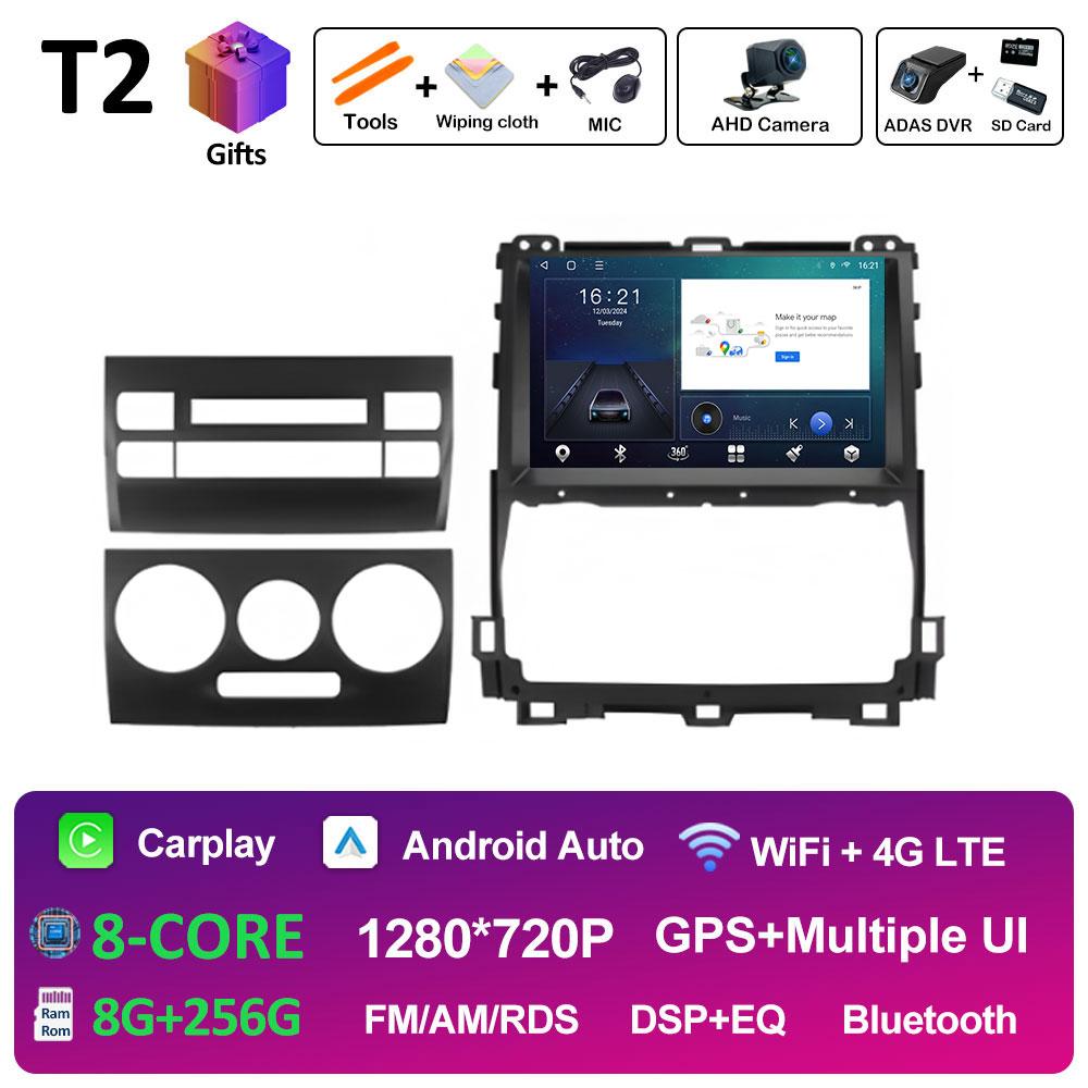 DSP Stereo For Toyota Land Cruiser Prado 120 3 III 2002 2003 2004 2005 - 2009 Android 14 Wireless Carplay GPS Navi 4G Head Unit