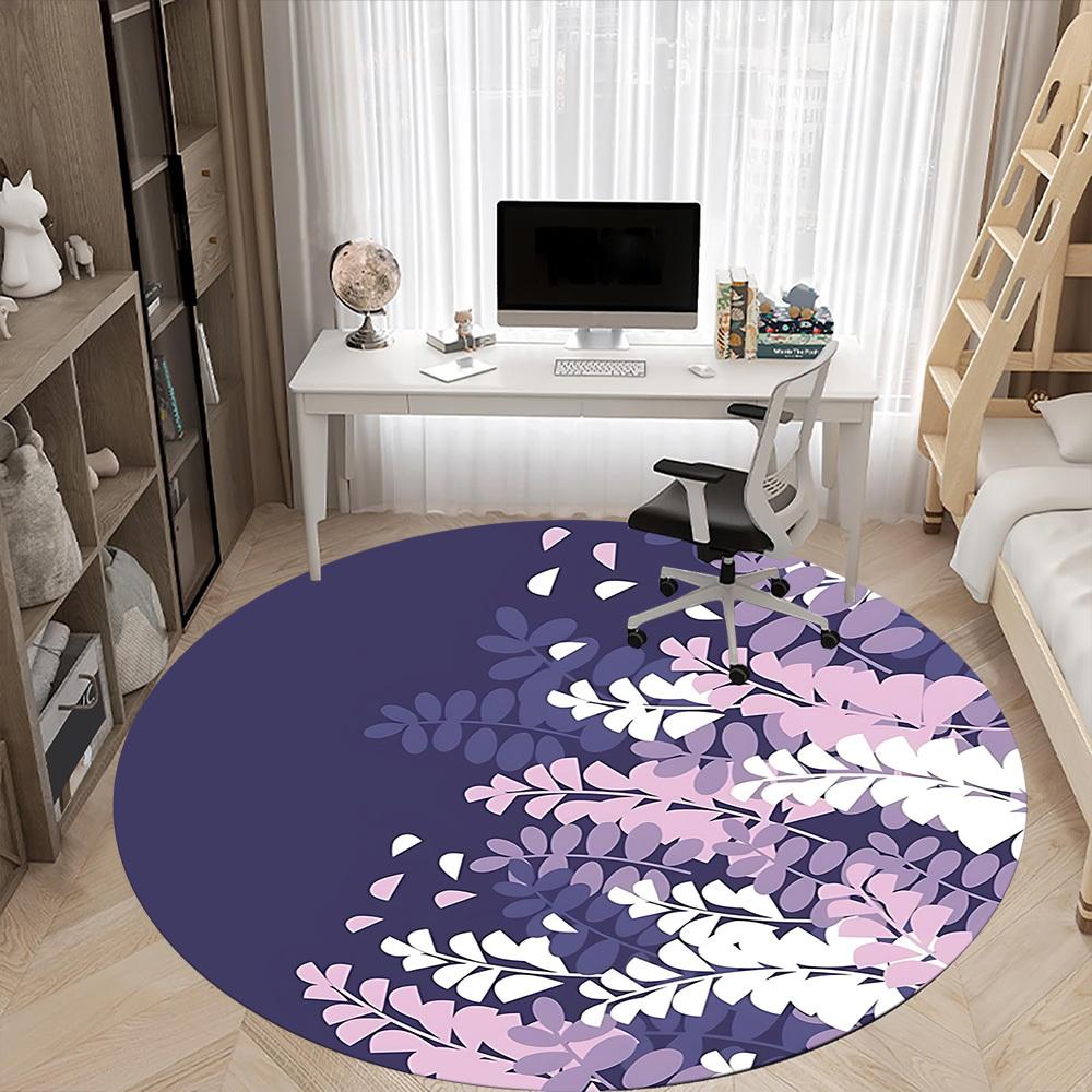 1pc Floral Pattern Office Round Area Rug, Indoor Mat Suitable For Office, Under Office Chairs Bedroom Living Room Home Decor, Room Deco