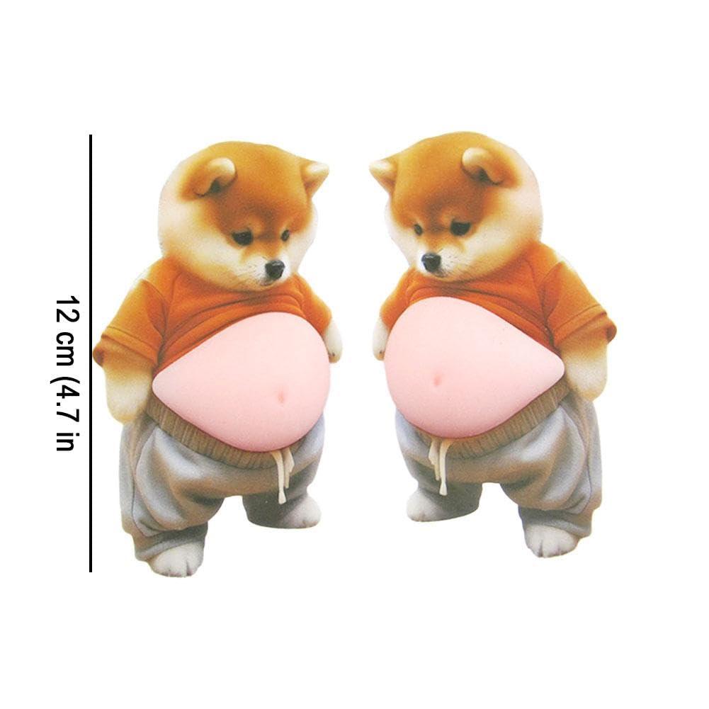 3D Shiba Inu Autoaufkleber: Kollisionsschutz Silikon Türschutz, Niedlicher Dickerchen Hund Aufkleber für Rückspiegel Laptop Telefon Dekoration