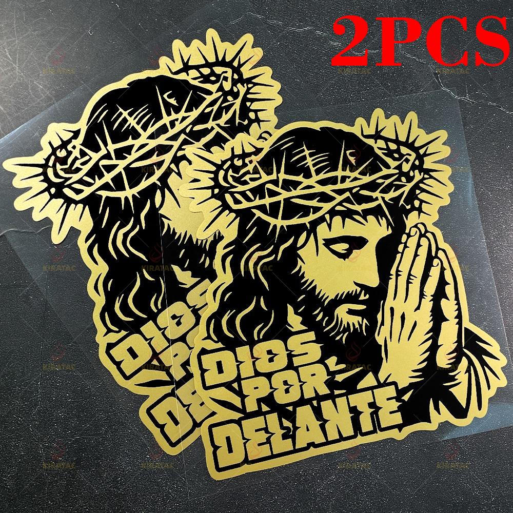 DIOS POR DELANTE Motorcycle Sticker Waterproof for Motorcycle Windshield Fairings Car Trunk Window Scooter Universal Vinyl Decal