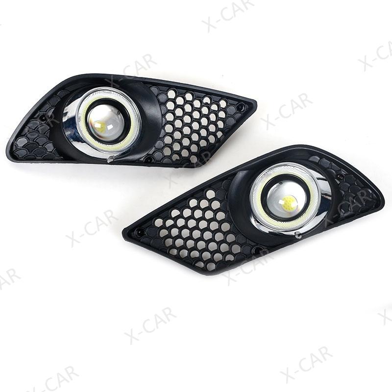 1Pair LED DRL Daytime Running Light For Mercedes-Benz C-Class W204 2008-2010 Front Bumper Fog Lamp Grille Cover Frame