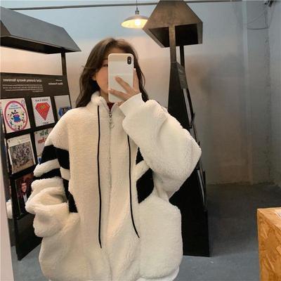 Veste en peluche imitation agneau pour femmes, nouvelle collection hiver, version coréenne ample étudiante, polaire vent paresseux épaissi, vêtement d'extérieur