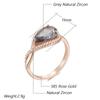 Anelli Sposa Zircone Naturale Grigio Lucido Per Donne Moda Colore Oro Rosa Alta Qualità Gioielli Fini Quotidiani Vintage