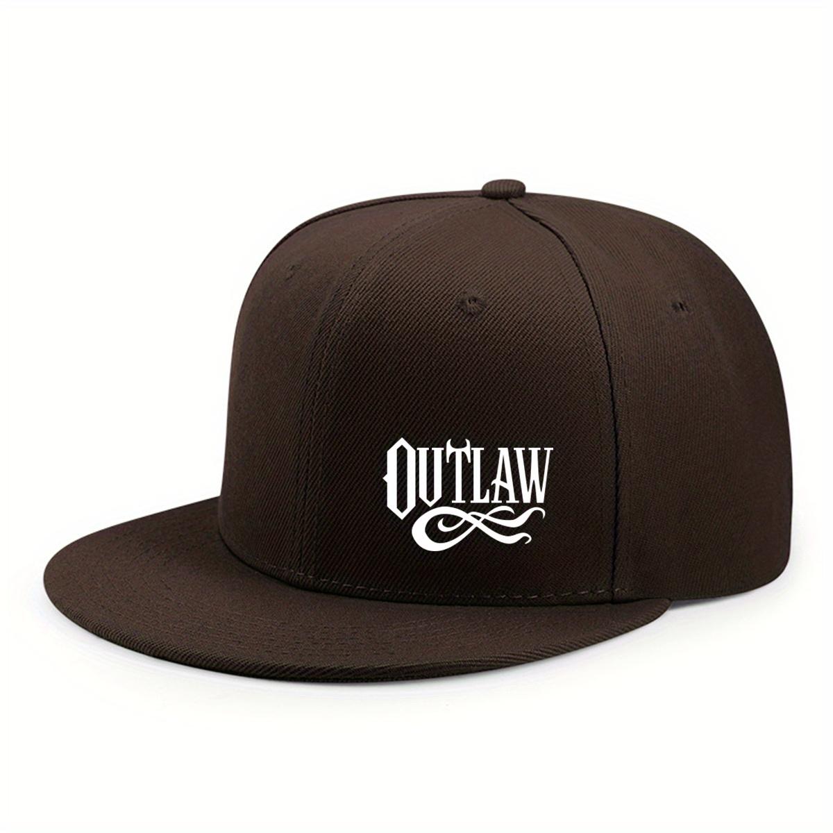 

Unisex OUTLAW Printed Adjustable Baseball Cap for Men and Women with Flat Brim кавовий