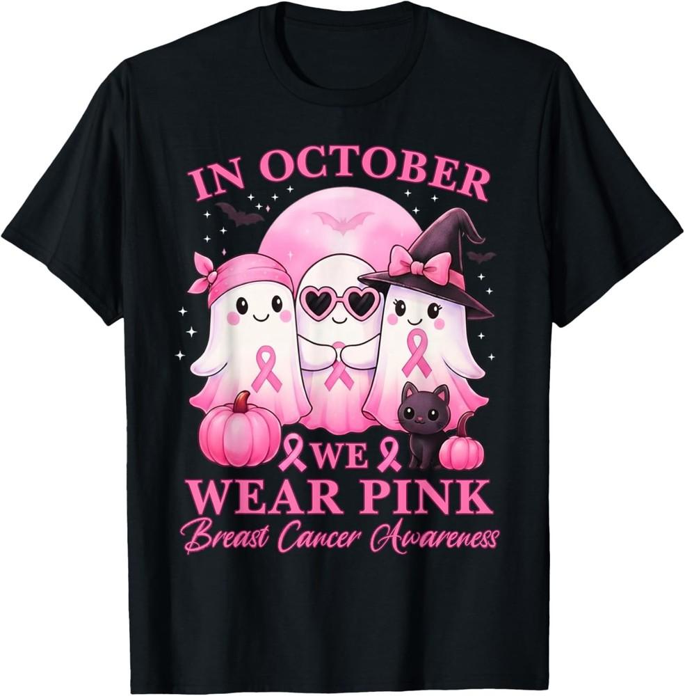 

In October We Wear Pink Ghost Squad Breast Cancer Awareness T-Shirt 2XL