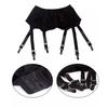 Women Goth Smooth Satin Garter Belt Black/White Suspender Belt With Six Straps For Thigh High Stockings Exotic Lingerie Clubwear